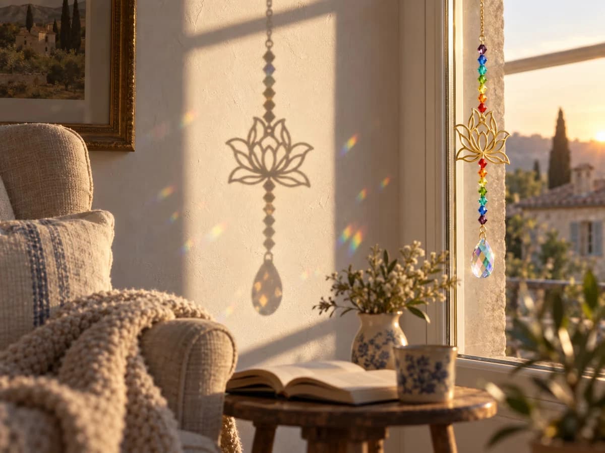 Ombre découpée d'un attrape-soleil floral sur le mur blanc d'un coin lecture