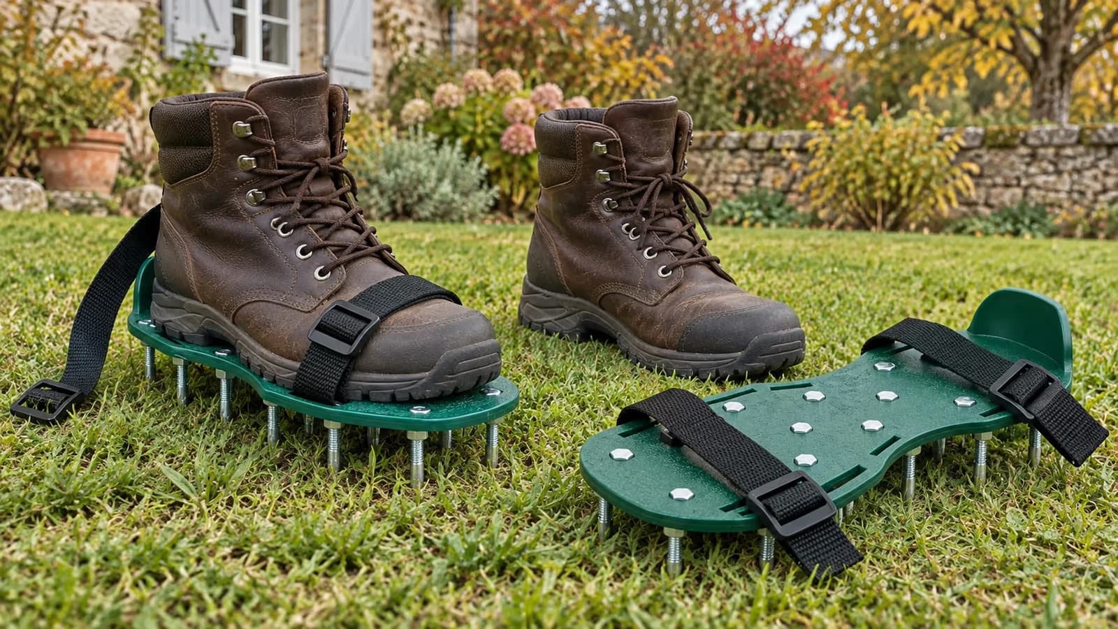 Mise en place des sangles d'une semelle aératrice sur une chaussure fermée