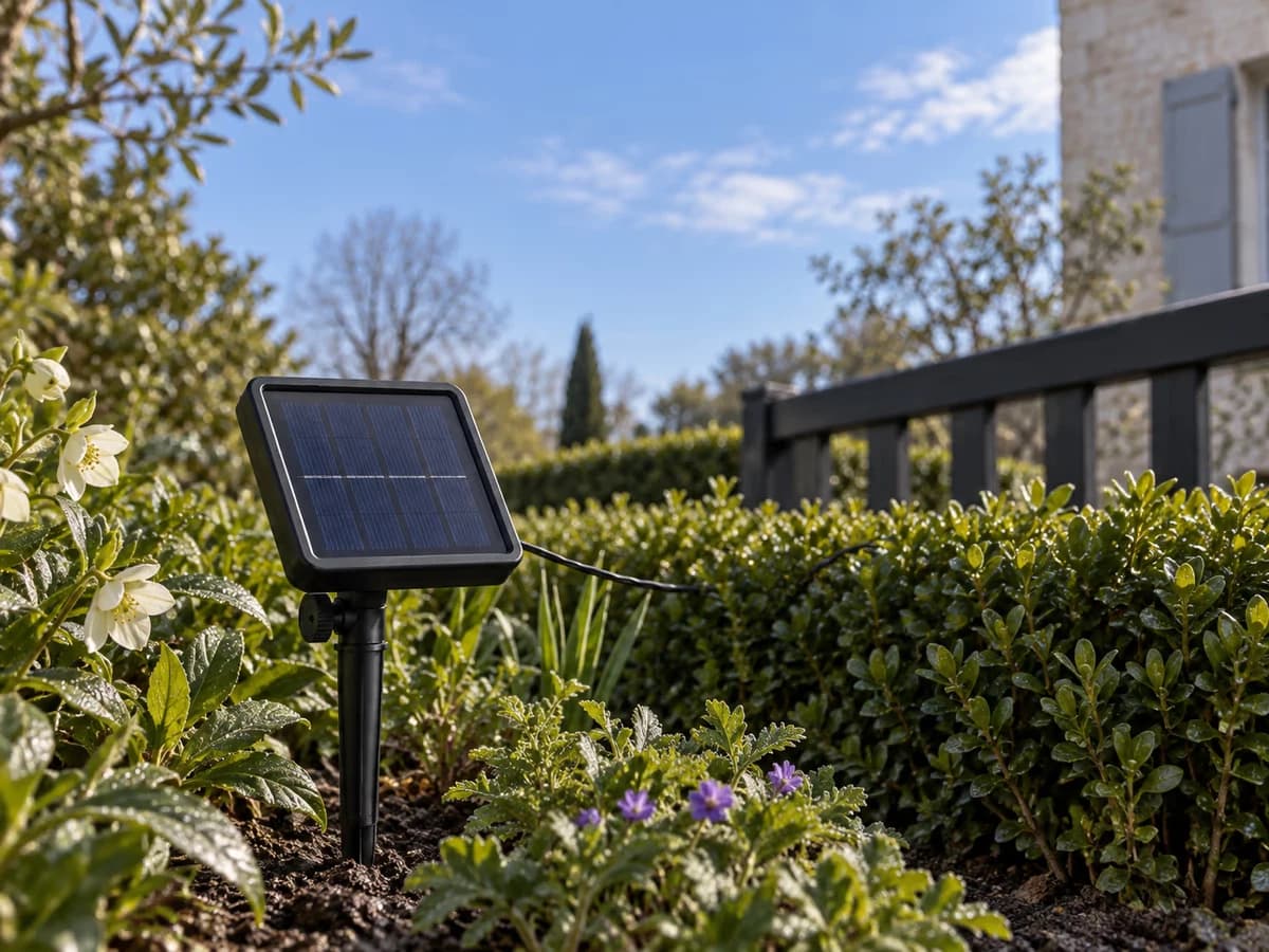 Panneau solaire orienté vers le ciel clair printanier