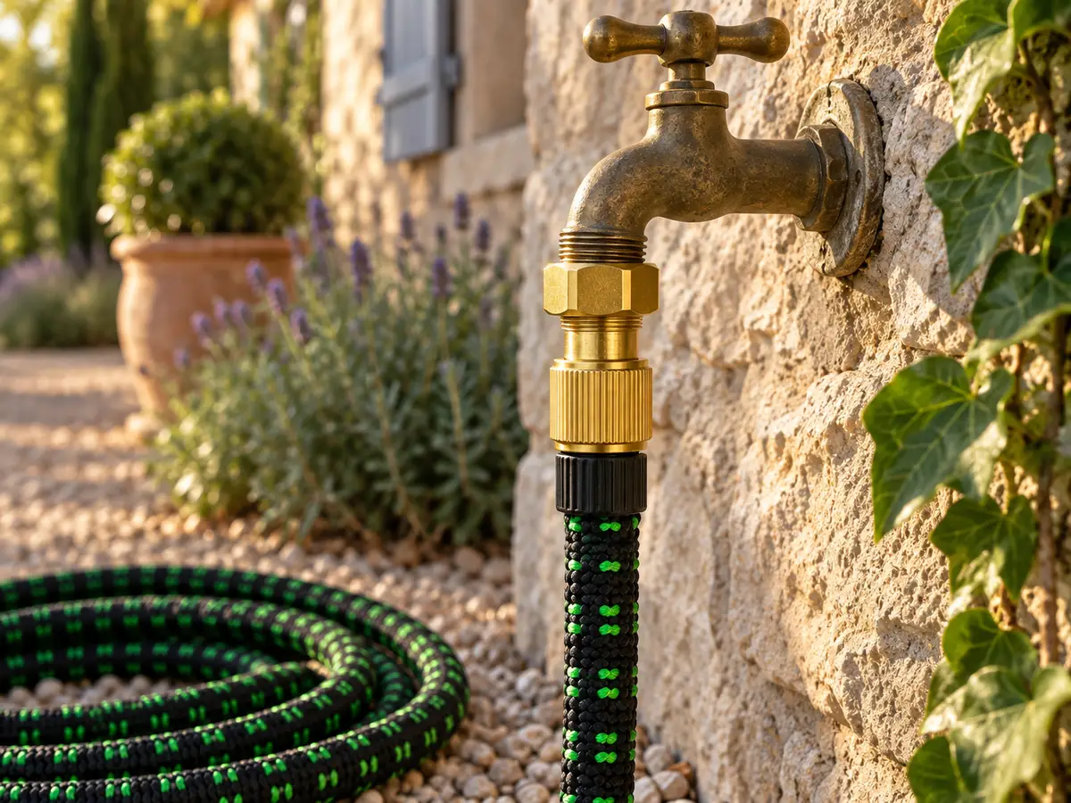 Arrosage du jardin au tuyau extensible