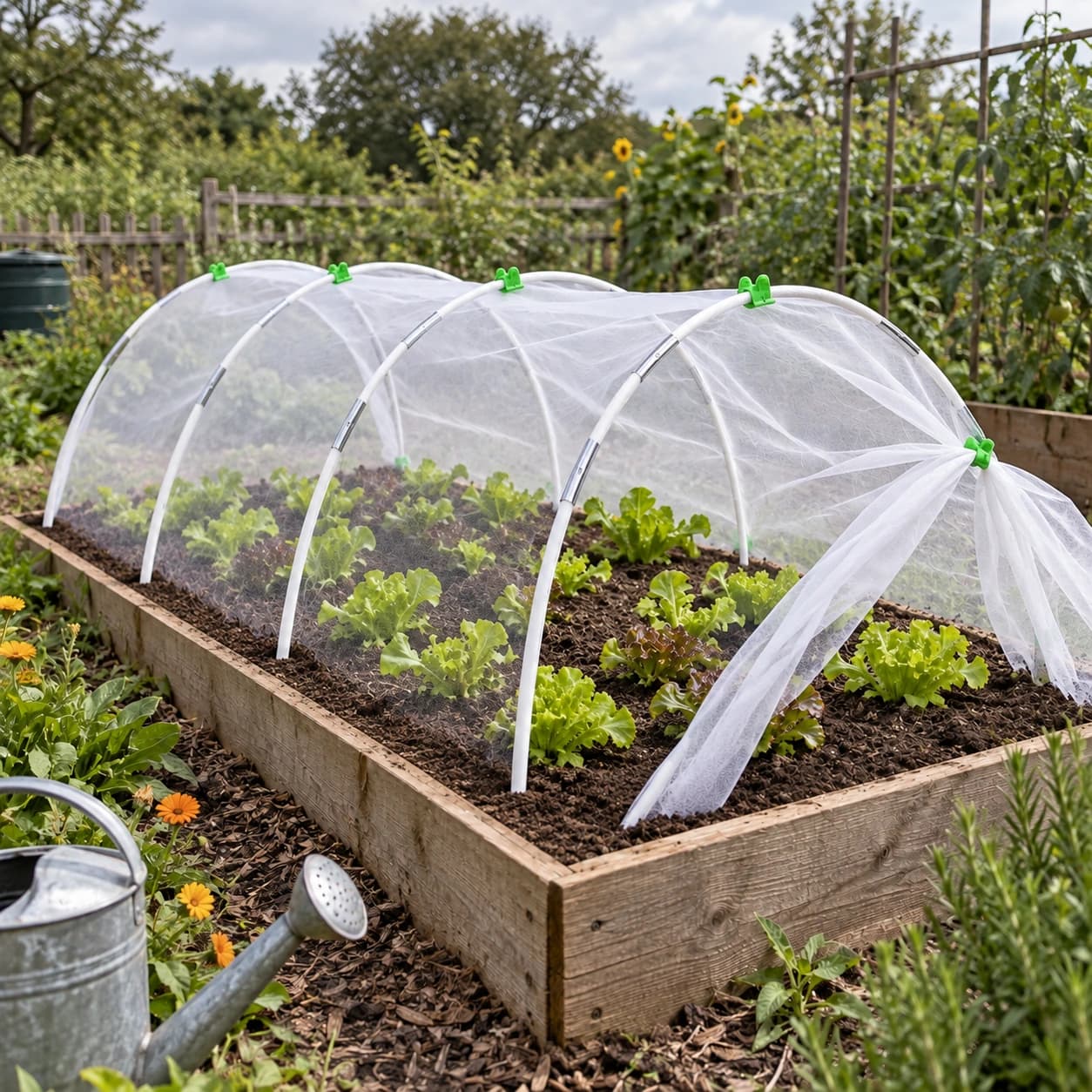 Arceaux installés au-dessus d’un carré potager