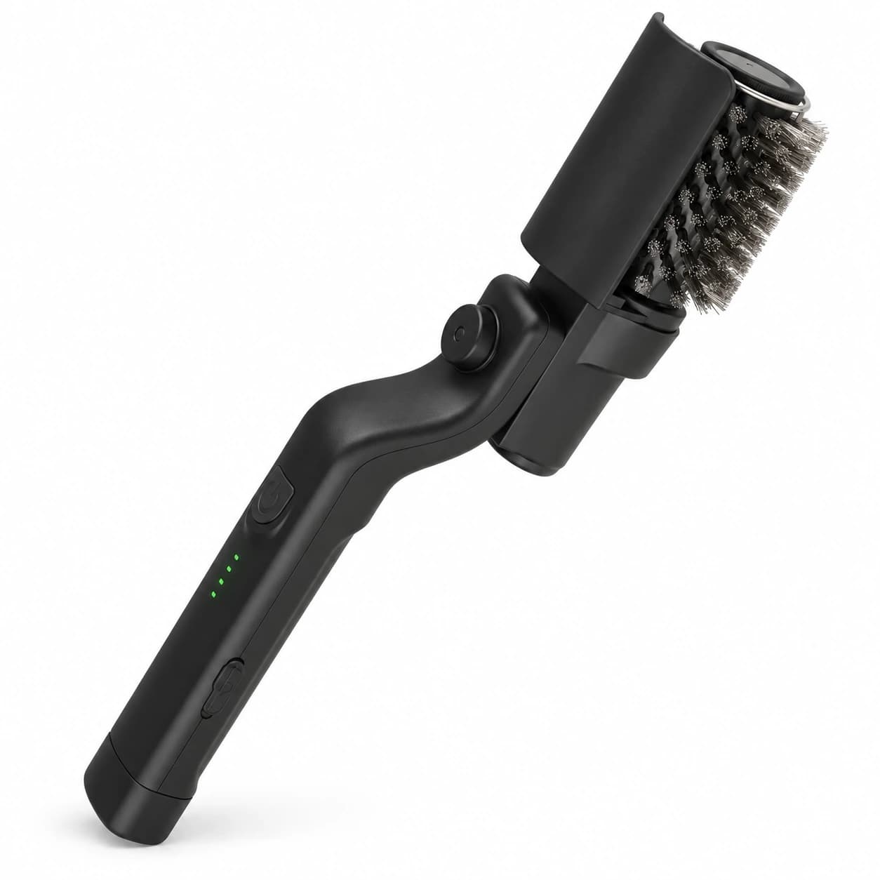Brosse électrique sans fil pour barbecue, corps noir mat et tête à poils d'acier inoxydable