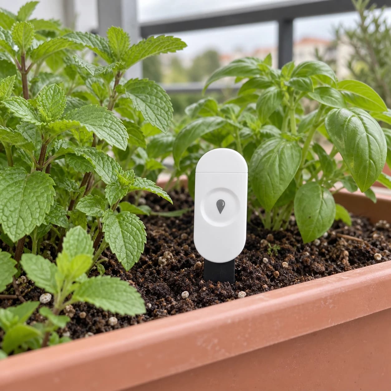 Capteur installé dans une jardinière