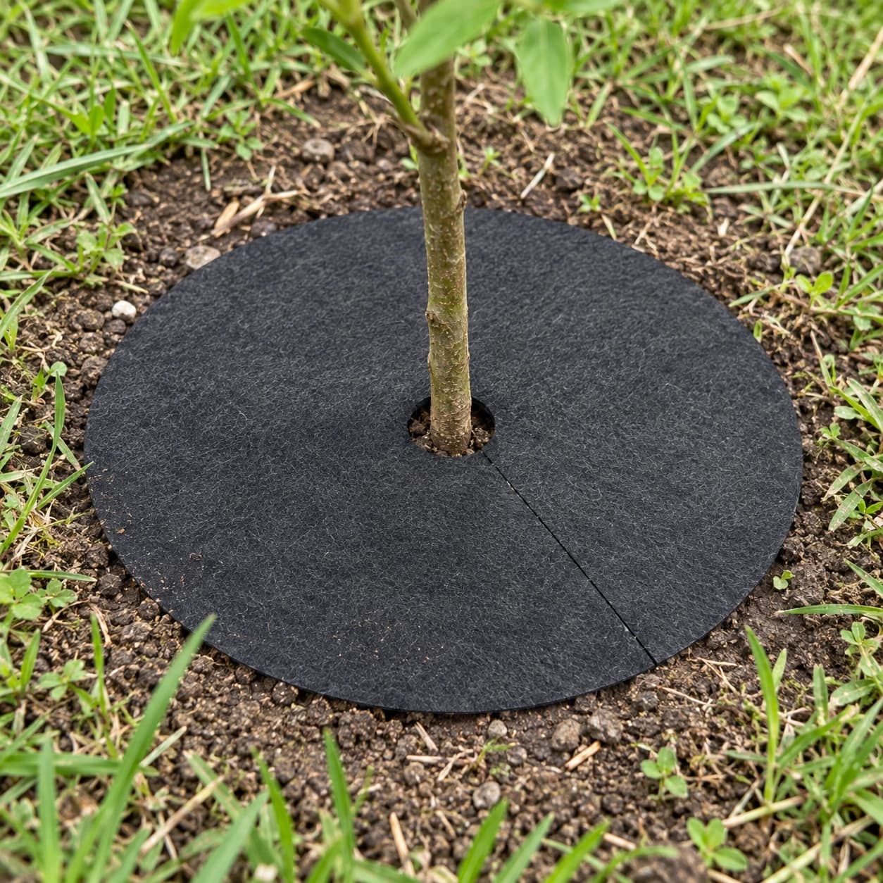Disque posé au pied d’un jeune arbre