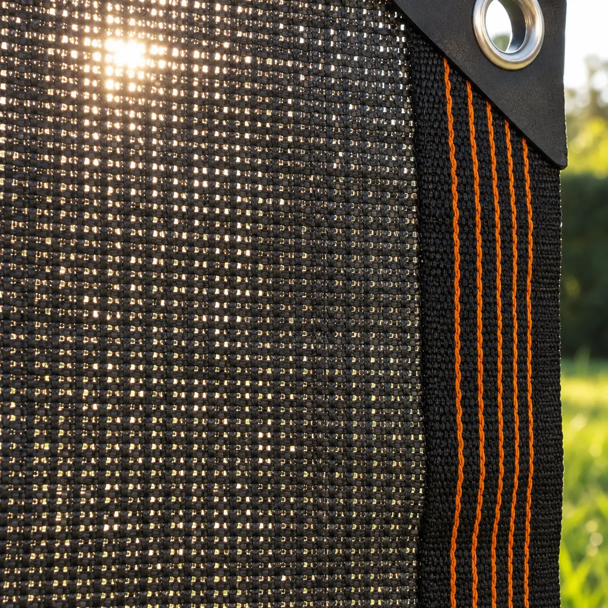 Maille PEHD tissée de la toile d'occultation en contre-jour, lisière renforcée et œillet métallique