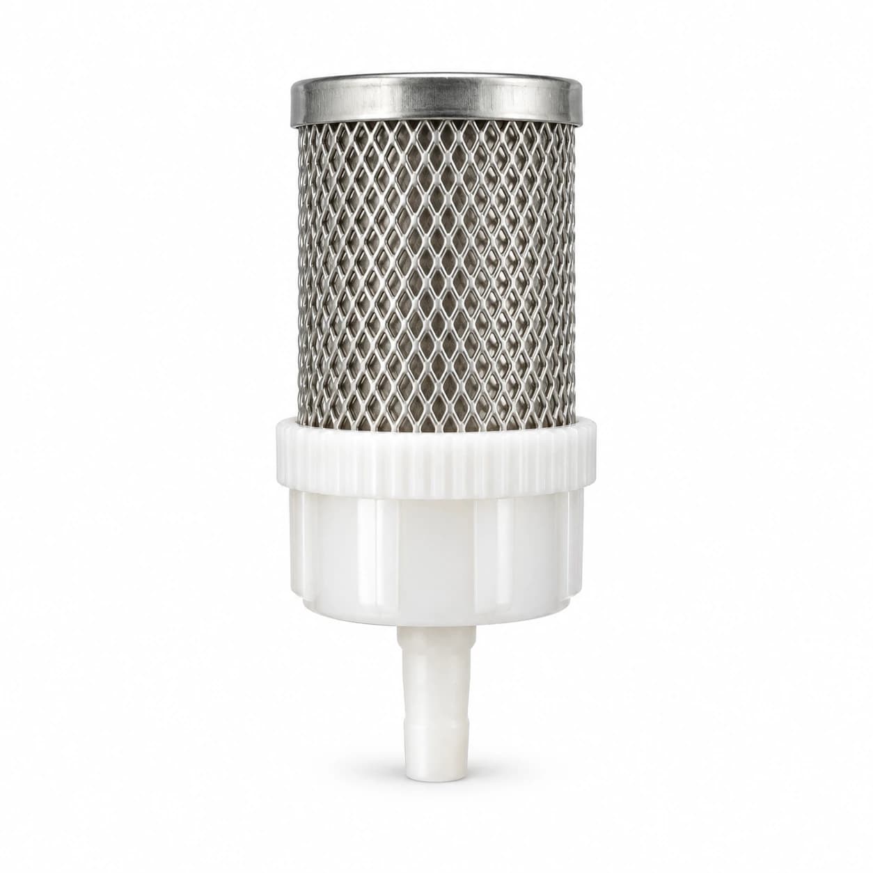 Filtre d'arrosage à crépine inox pour tuyau souple de 14 mm, cage à tamis et queue cannelée