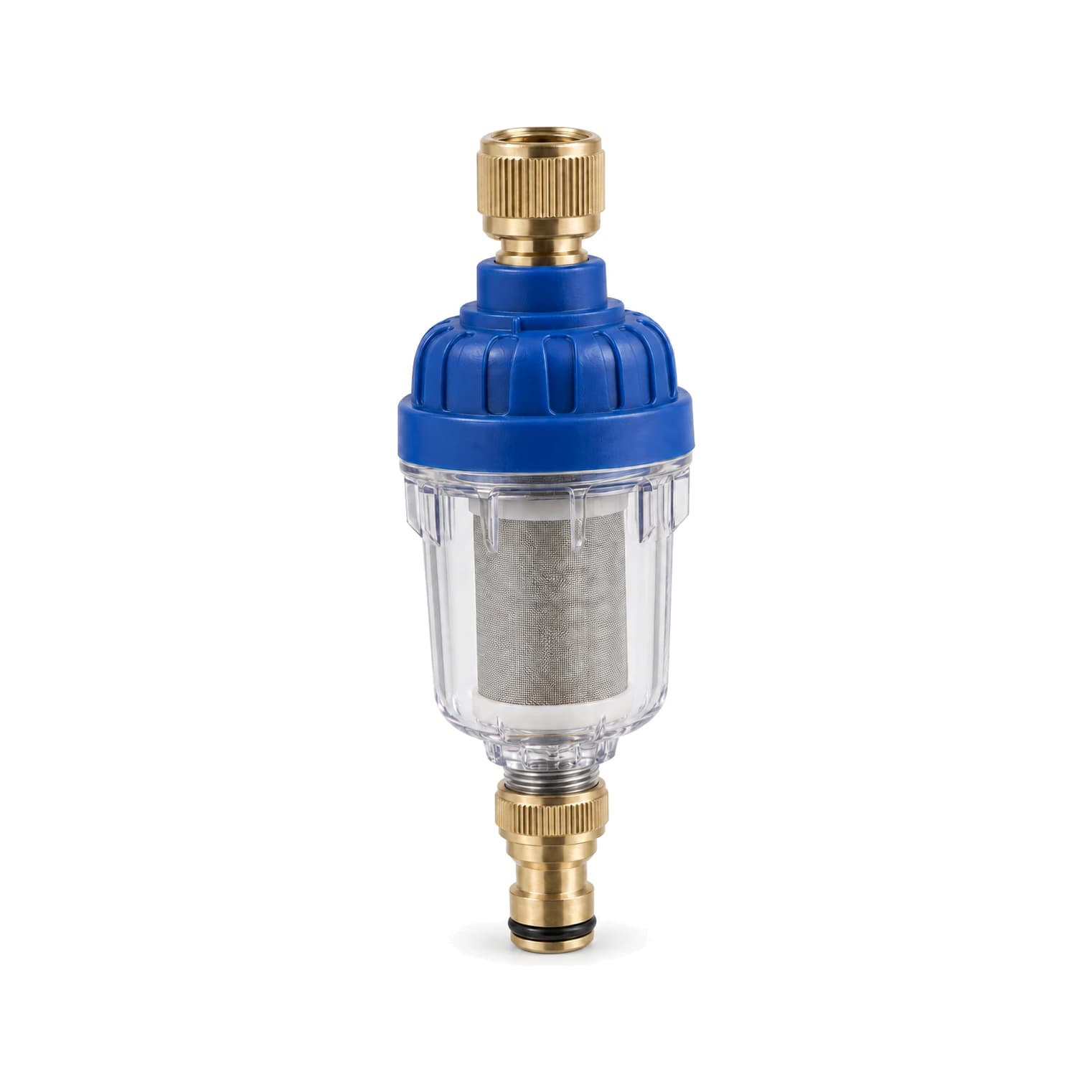 Préfiltre d'arrosage inox 316 à raccord rapide, cartouche et corps transparent