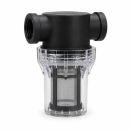 Préfiltre d'arrosage à corps noir et bocal transparent, filetage femelle 3/4 de pouce