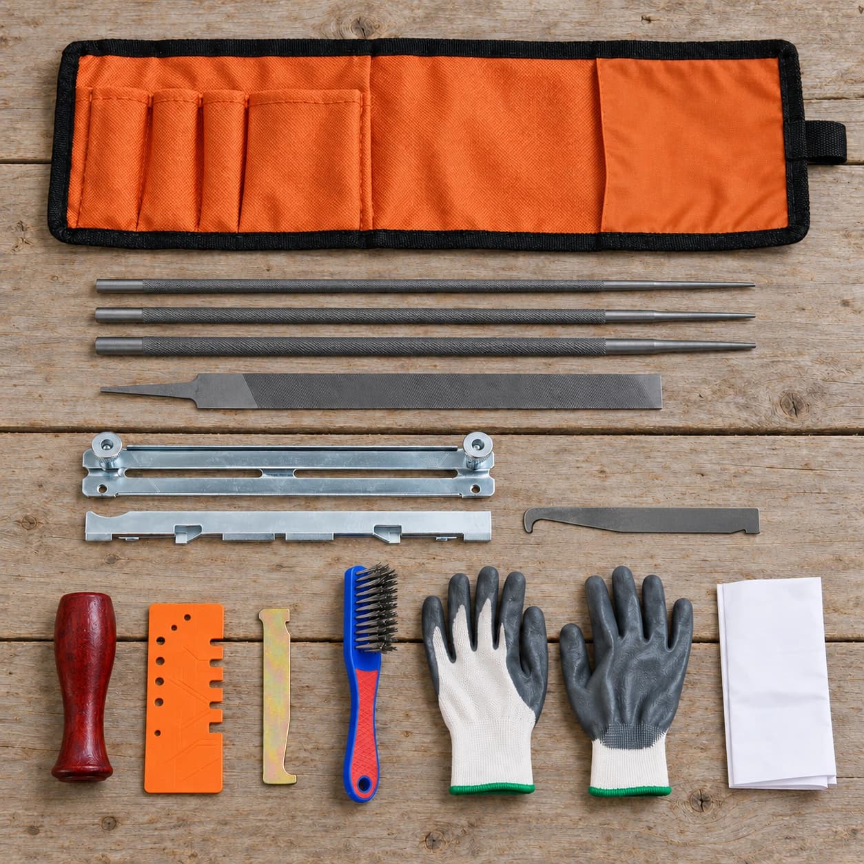 Planche de cotes du coffret : rouleau fermé d'environ 25 cm, gants et brosse compris