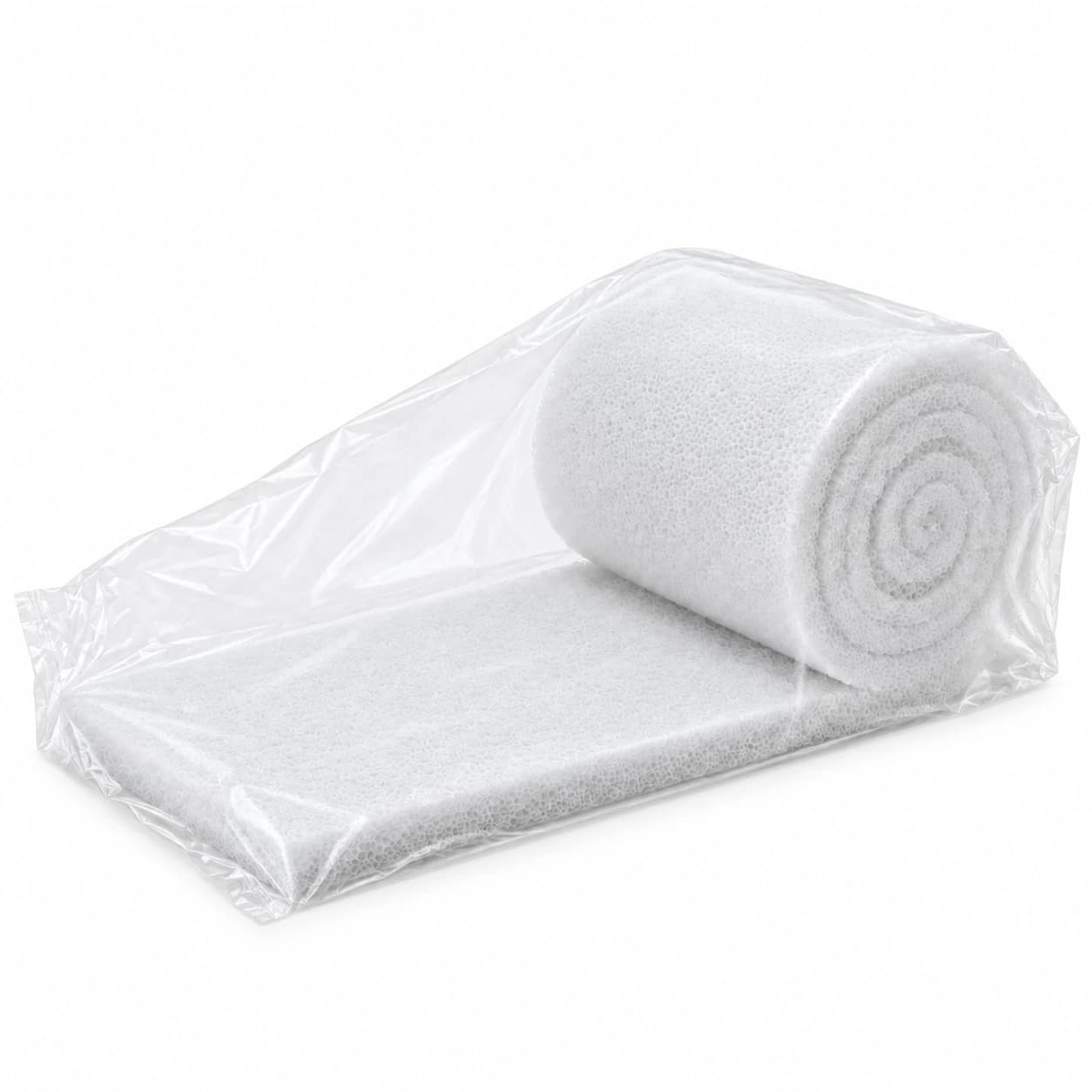 Rouleau de mousse filtrante aquarium dans son sachet transparent, contenu du colis