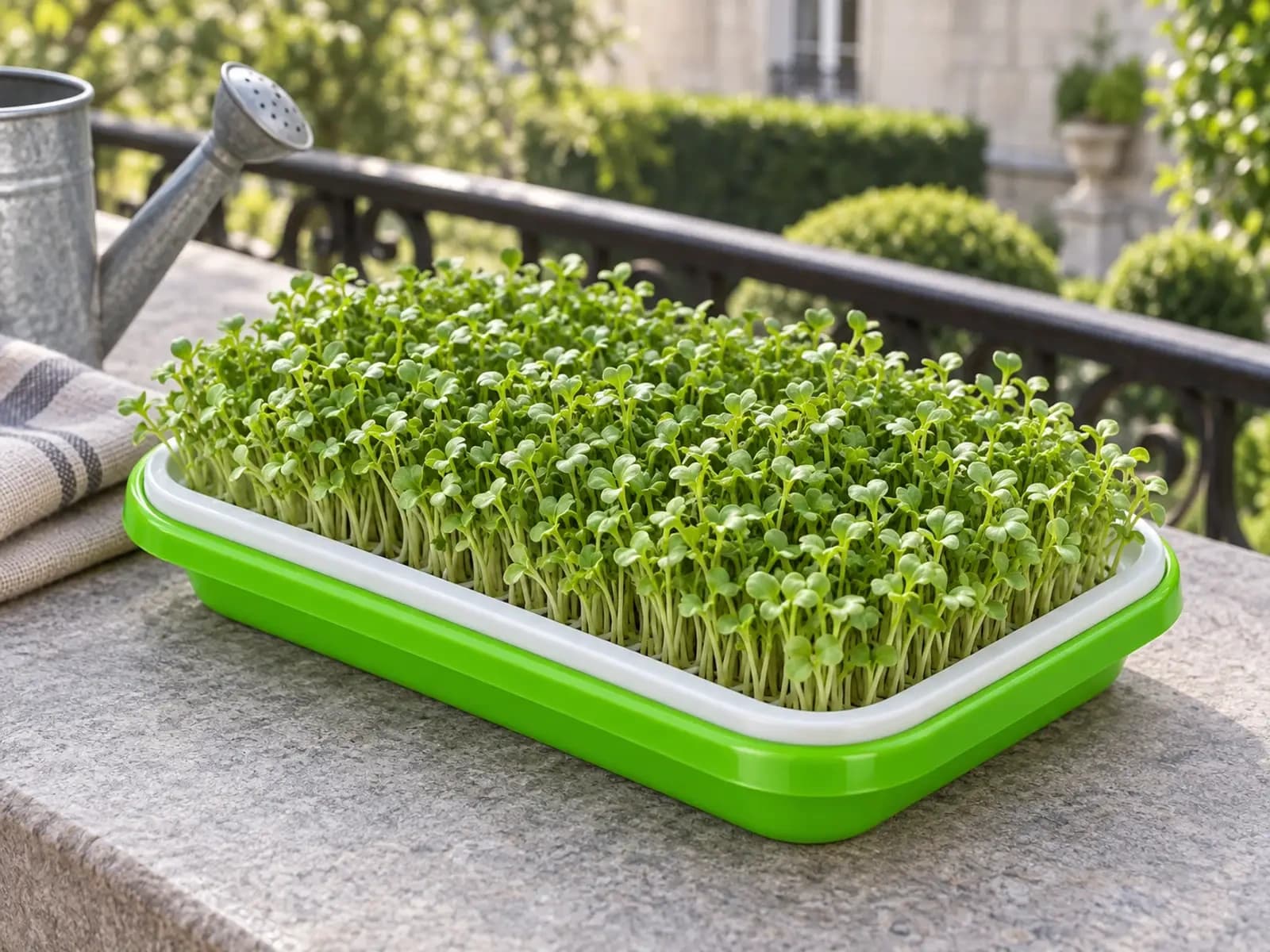 Détail d'un insert à grille blanche sorti du bac, petits trous réguliers sur toute la surface
