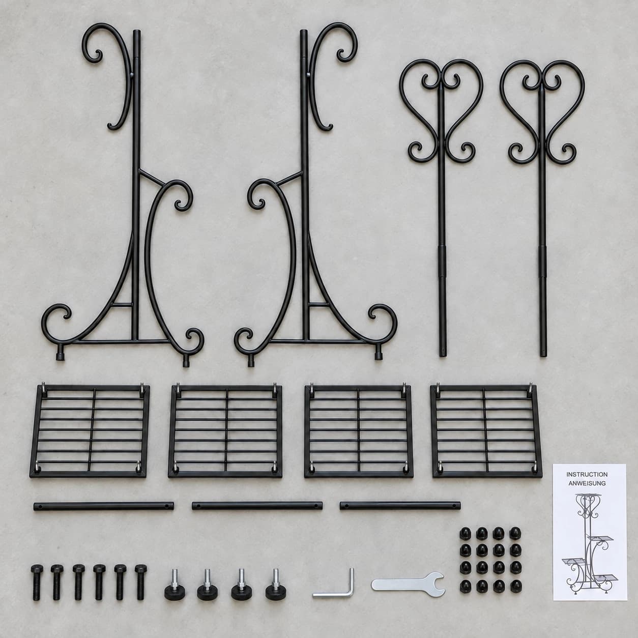 Éléments du porte-plantes et montage