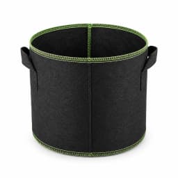 Pot en tissu noir à surpiqûre verte avec deux poignées