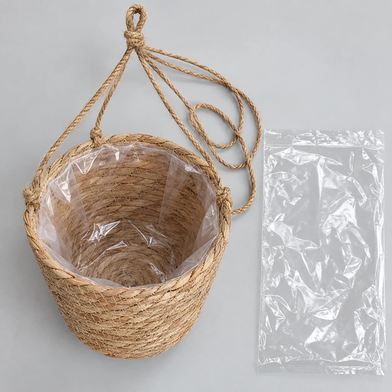 Panier avec doublure et cordes fournies