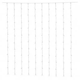 Rideau lumineux solaire 300 LED sur fond blanc, retombées verticales régulières, éteint