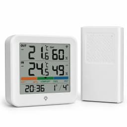 Thermomètre sans fil et sonde sur fond blanc