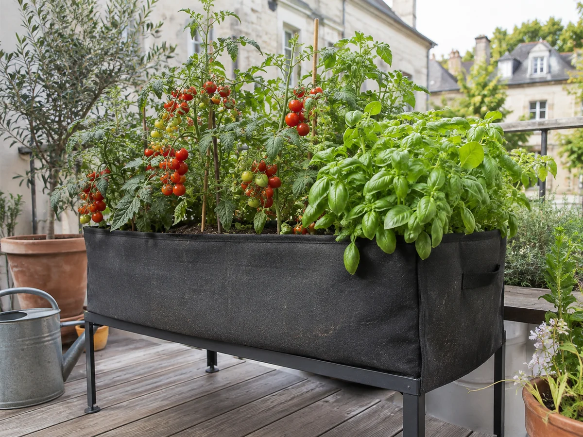 Bac potager surélevé avec tomates
