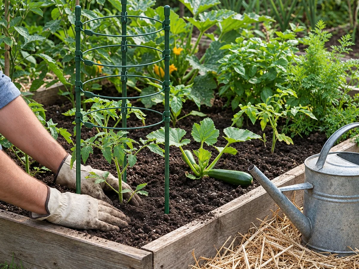 Repiquage de jeunes plants au potager