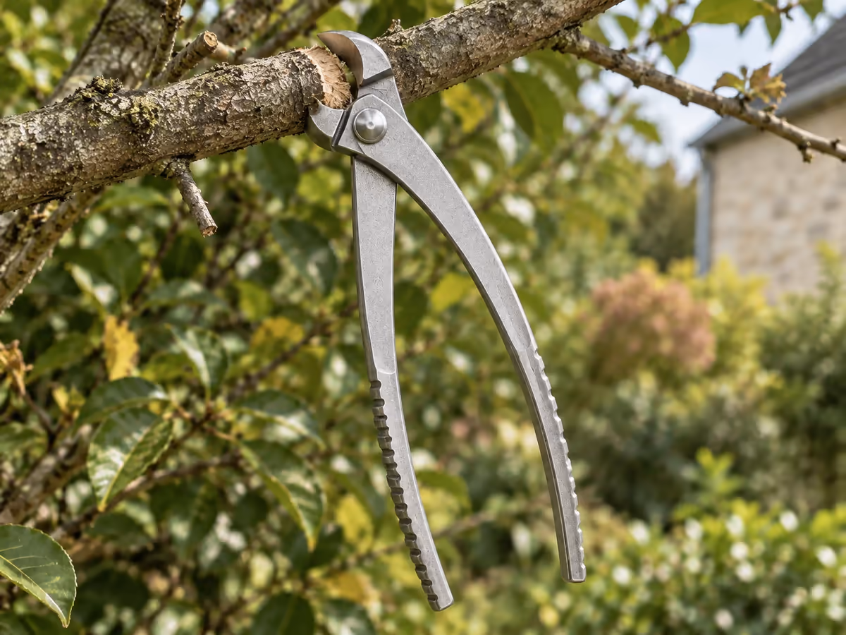 Outil enserrant une branche épaisse de 2 centimètres