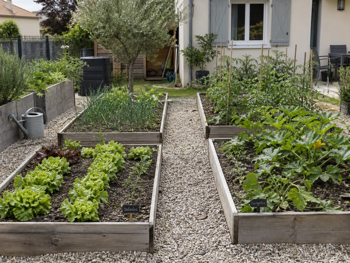 Potager urbain en planches surélevées