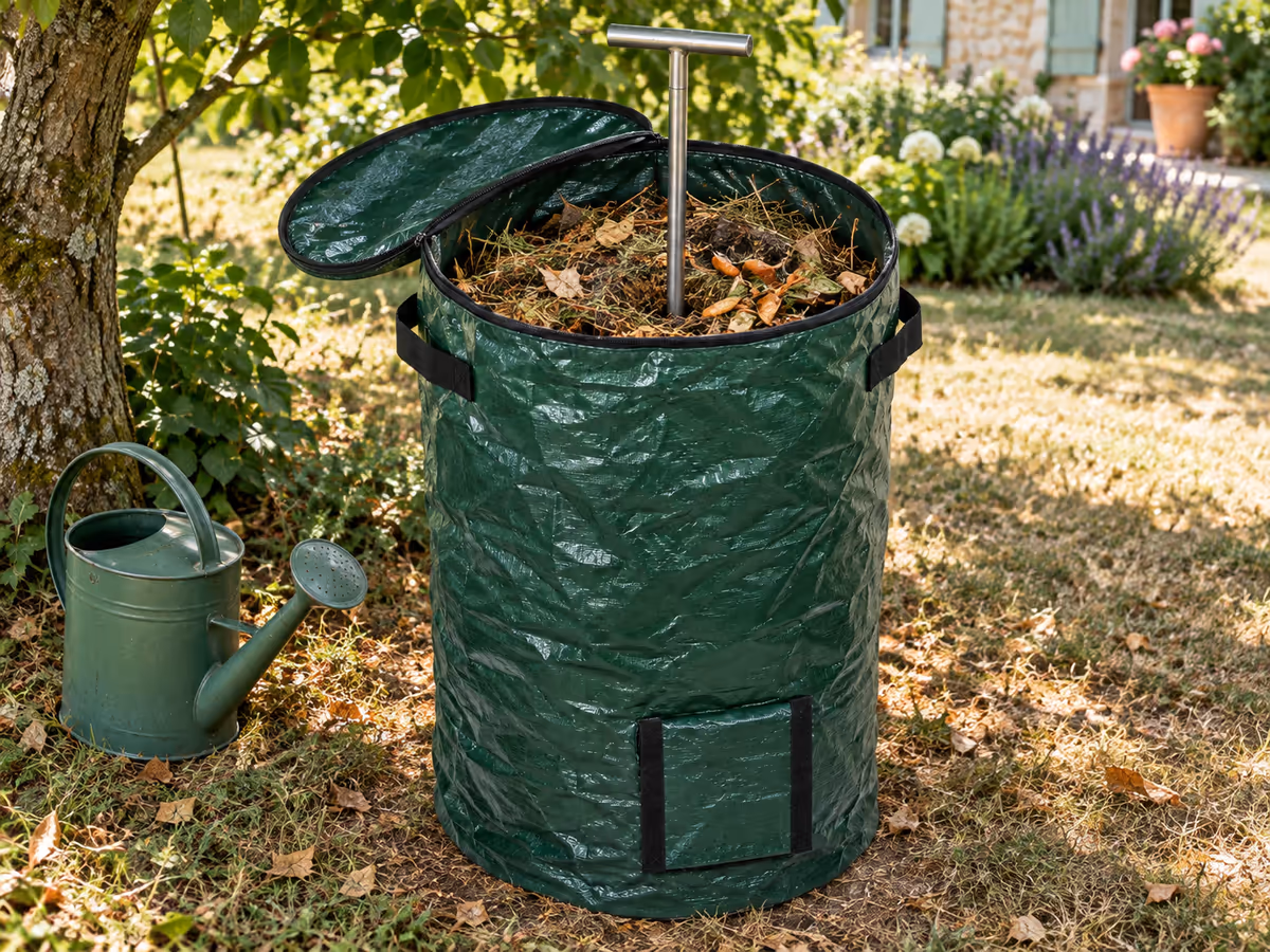 Outil à compost plongeant dans un mélange sec pour le brasser