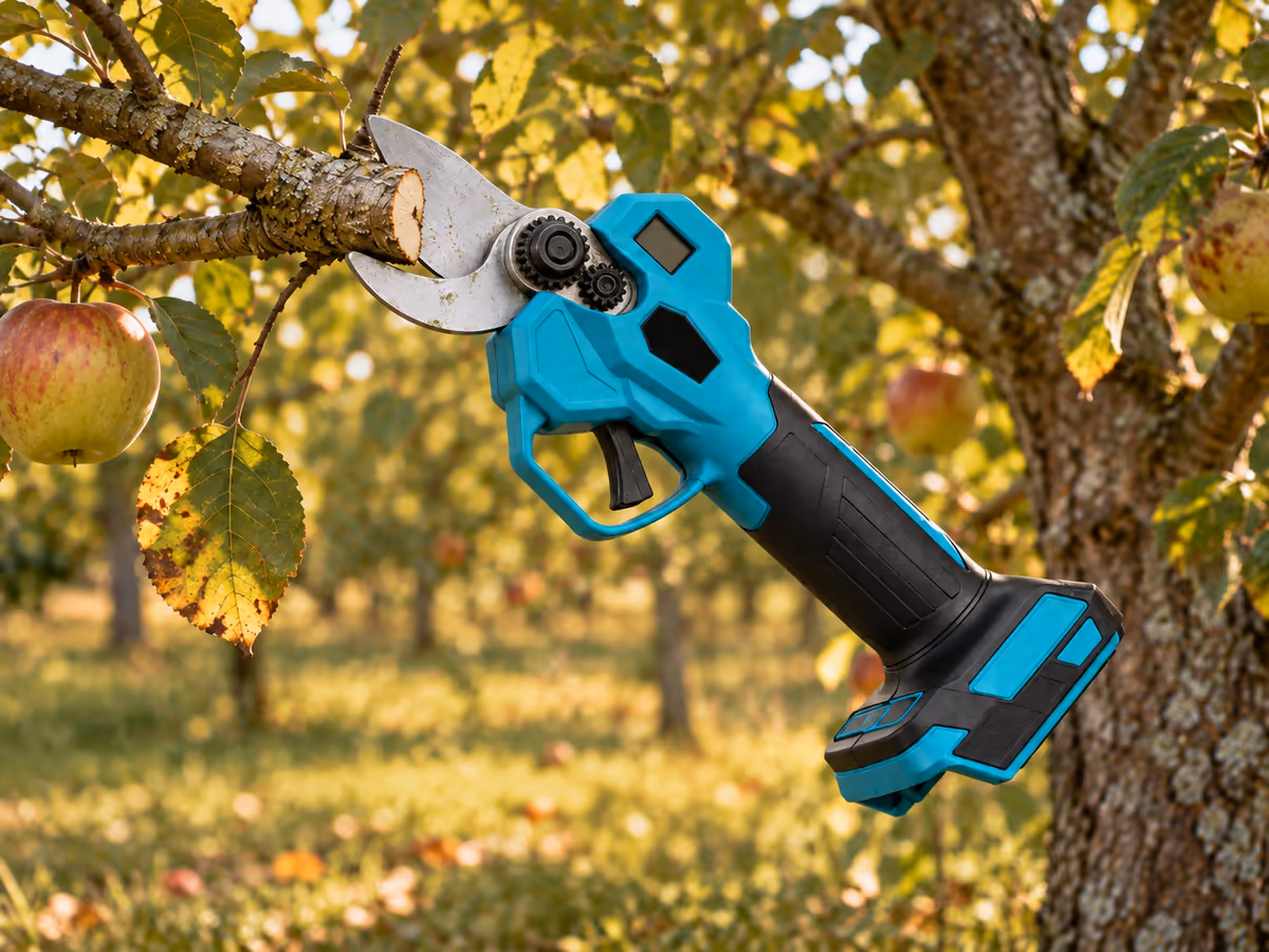 Une lame en acier SK5 tranchant une branche de pommier